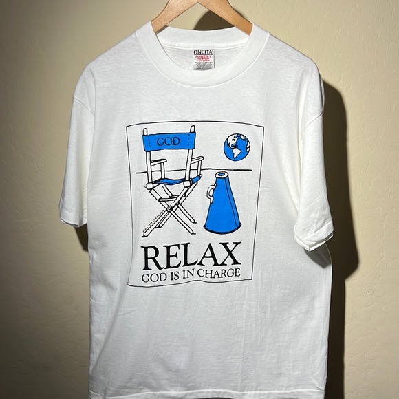 Vintage 1991 God religion jesus earth faith tee shirt white new deadstock prayer - Picture 5 of 8